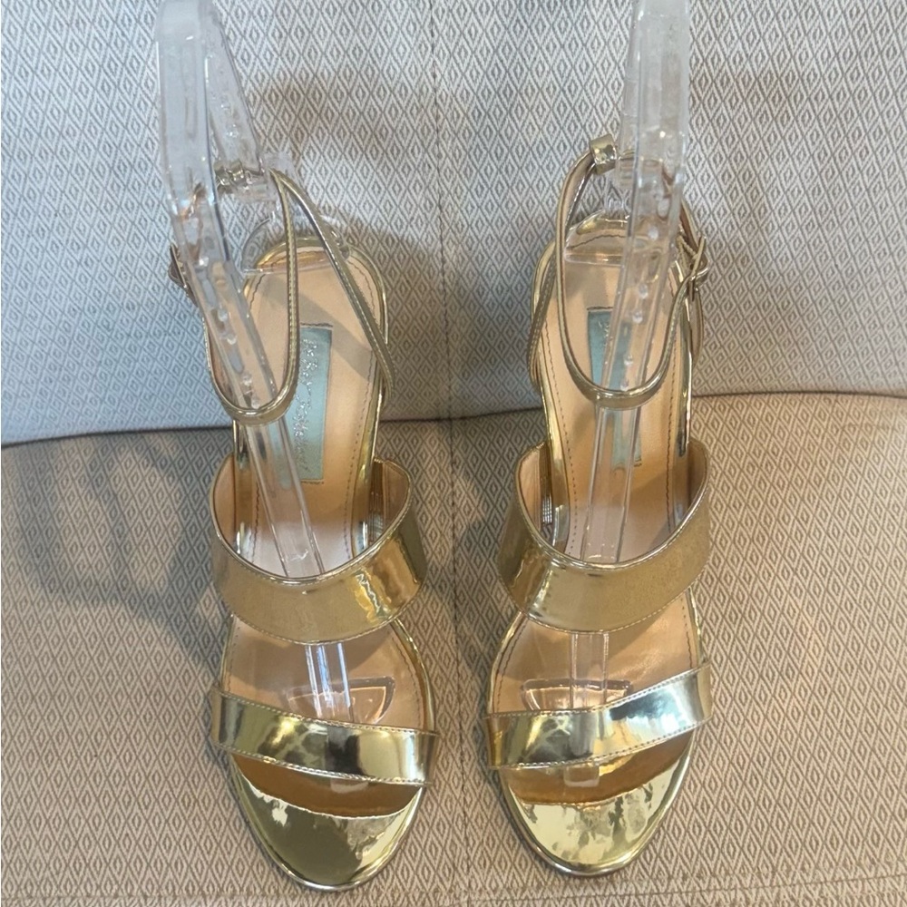 Betsey Johnson Metallic Gold Strappy Heeled Sandals
